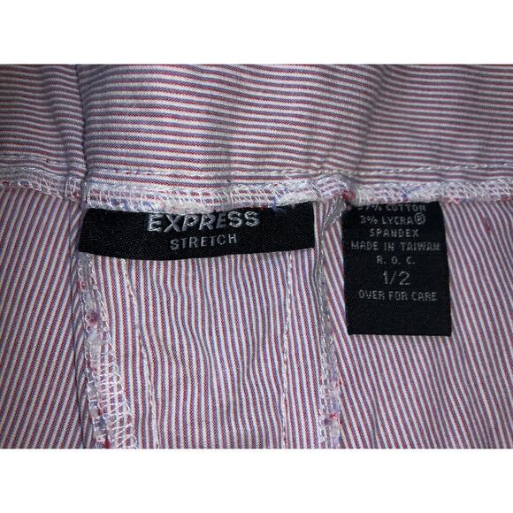 Express Stretch blue/red/white striped women's short shorts size 2 - Picture 3 of 5